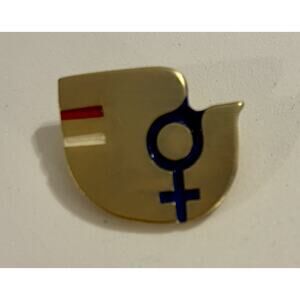 1975 International Women's Rights Year logo Rare Pin Vintage